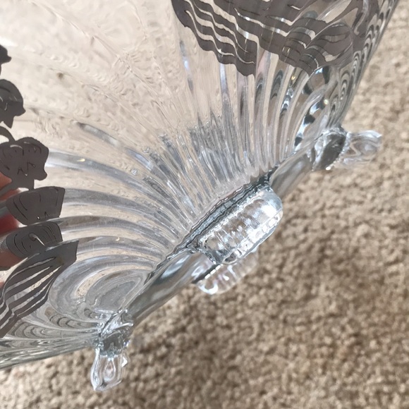 Vintage Cambridge Glass Caprice Large Oval Bowl with Sterling Silver Overlay - Picture 11 of 14